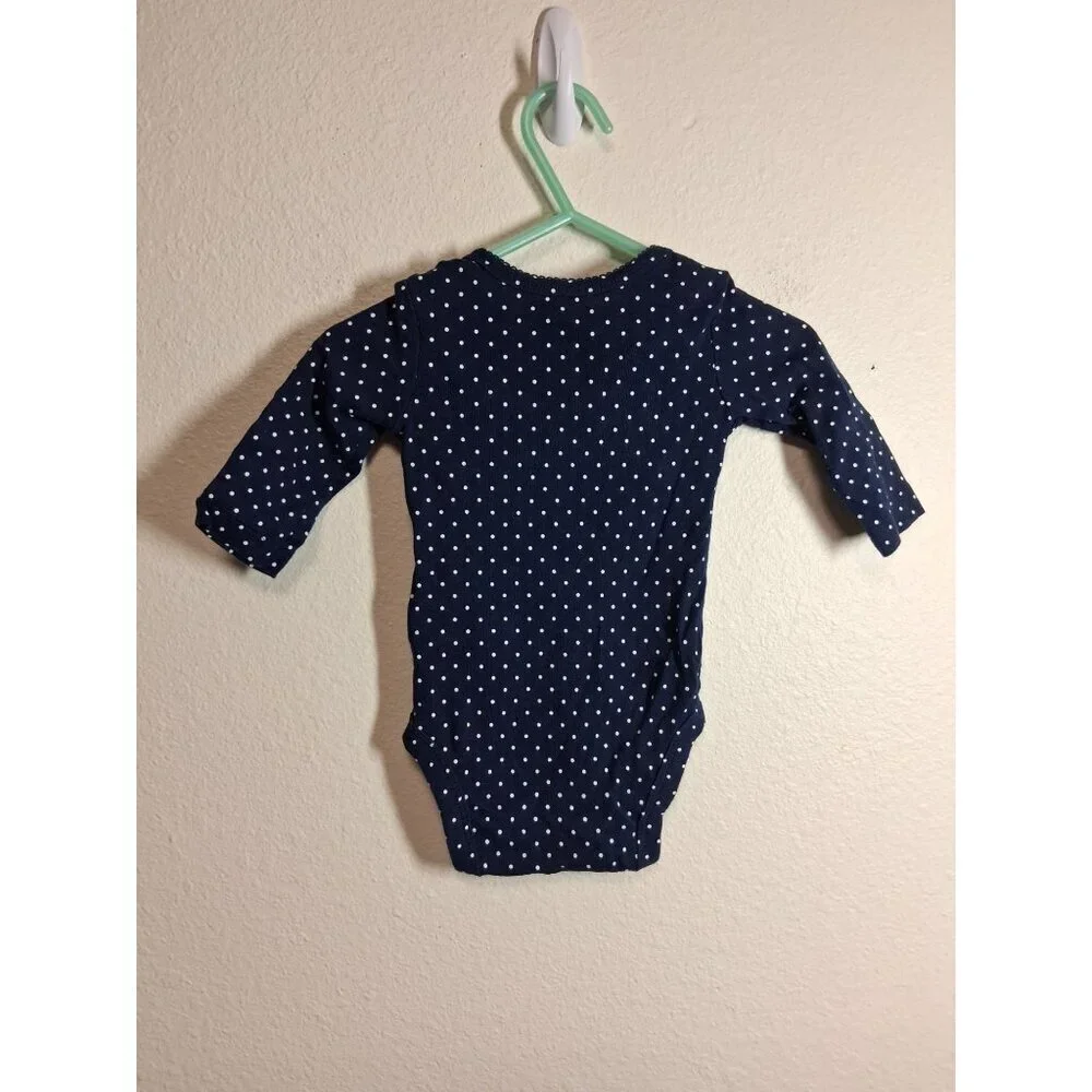 Carter's Bodysuit Cotton Long Sleeve Strawberry Blue Baby Girls Size 3 Months